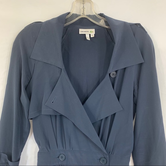 Lacoste Silk Double Breasted Navy Shirt Dress - Picture 2 of 13